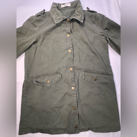 RUNWAY PARIS Olive Green Utility Jacket with Floral Embroidery - Size L - Picture 3 of 8